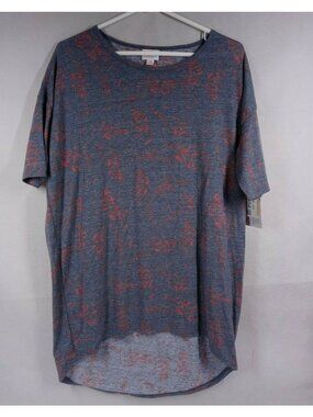 NWT Lularoe Irma Tunic Gray With REd Feathers Design Size XS
